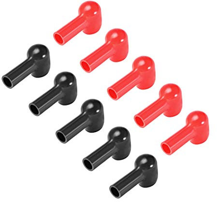 sourcing map Battery Terminal Insulating Rubber Protector Covers for 14mm Terminal 8mm Cable Red Black 5 Pairs