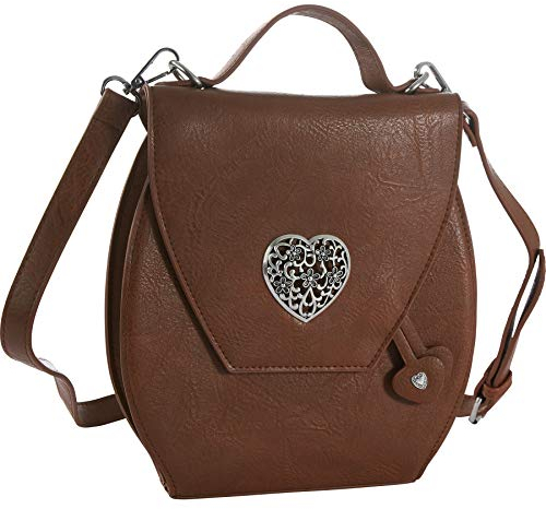 dressforfun 900652 Damen Trachten Handtasche Herzmadl, Schicke Trachtenhandtasche in Lederoptik (Braun | Nr. 303278)