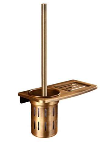 HUYYA Set di spazzole da Bagno, portapiatti in Alluminio Anticato Spazzola per Toilette con spazzole a Parete e spazzole Lavamani da Bagno con Supporto Abbinato,A