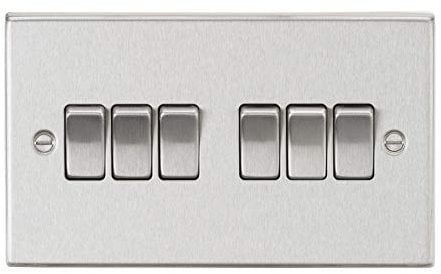 Knightsbridge 10AX 6G 2-Way Plate Switch - Square Edge Brushed Chrome