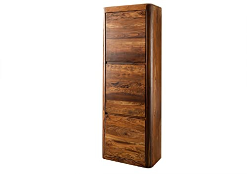 MASSIVMOEBEL24.DE Toronto Dielenschrank 70x200x37 Sheesham/Palisander, Farbe:Dunkelbraun gewachst, Größe:70x37x200 cm (BxTxH)