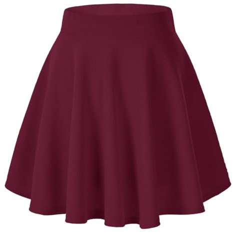 Urbancoco Gonna da Donna Basic Solid, Versatile, Estensibile, Informale, Mini Skater, Rosso Vivo, XXL