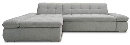 DOMO. collection Ecksofa Moric, Sofa mit Schlaffunktion & Armlehnfunktion in L-Form Couch, Eckcouch mit Bett-Funktion, Schlafsofa 300 x 172 x 80 cm (BxTxH), hellgrau