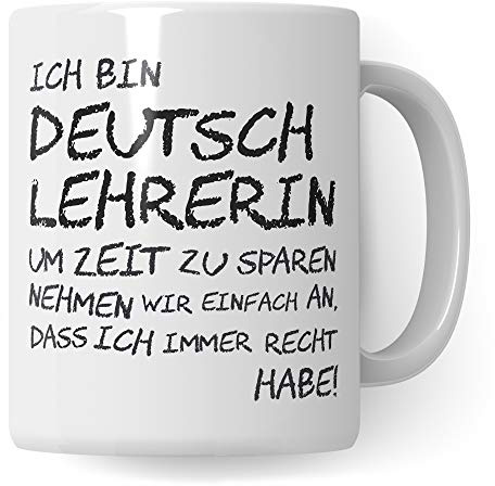 Pagma Druck Deutsch Lehrerin Tasse, Geschenk für Deutschlehrerin, Kaffeetasse Geschenkidee Lehrer Tasse Deutsch lustig, Kaffeebecher Lehramt Schule Abschied Abschluss Witz