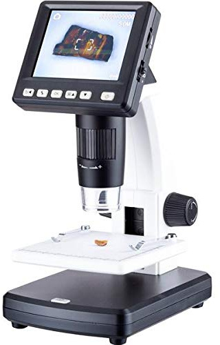 AmScope - LCD Digital Microscope, 3.5 inch Color Screen, 20X-1200X Magnification with Zoom, Portable USB Microscope Imager, Coin Microscope - DM130-M5S035