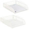 2 x stapelbare Dokumentenablage, für DIN A4, Gitter Design, Briefablage fürs Büro, Metall, B x T: 25 x 34 cm, weiß