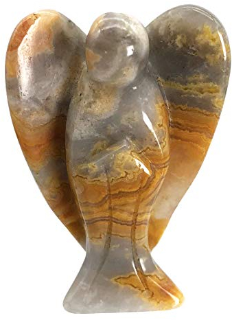 favoramulet 5,1 cm Verrückter Achat Gebet Schutzengel Statue, geschnitzter heilender Friedensengel mit Flügel Figur Taschenstein