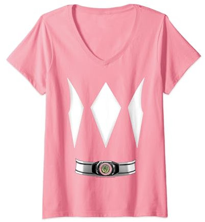 Power Rangers Pink Ranger Costume T-Shirt avec Col en V