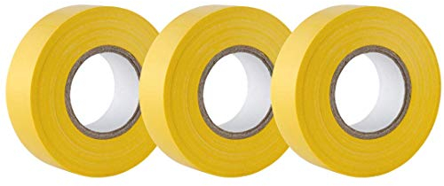 GTSE - Ruban adhésif isolant électrique jaune - 19 mm x 20 m - résistant, autocollant - protèger, regrouper, réparer des câbles - 3 rouleaux