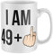 Purple Print House I Am 49 + 1 50th Bday Middle Finger Mug - Funny Birthday Rude 50 Year Old Gifts For Him - Joke Present Idea, White, One Size