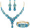 Ever Faith Wedding Jewellery Set for Women, Sparkly Rhinestone Crystal Vintage Floral Teardrop Brides Bridal Necklace Earrings Bracelet Sets Prom Party Costume Jewelry 3 Pcs Sky Blue Gold-Tone