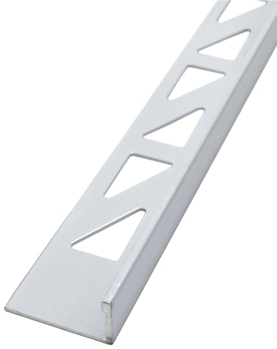 Dalsys Fliesenschiene Winkelprofil Aluminium (eloxiert) Weiß 2,5m x 10mm, 5 Stück, Fliesenprofil
