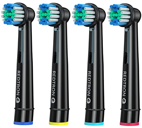 REDTRON Aufsteckbürsten für Oral B, Elektrische Ersatzbürstenköpfe für Precision Clean, Zahnbürstenköpfe kompatibel mit Pro1000 Pro3000 Pro5000 Pro7000 und mehr (4er-Pack)