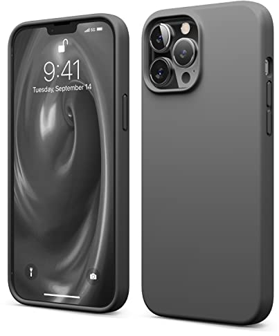 elago Liquid Silicone Case Compatible with iPhone 13 Pro Max Case (6.7), Premium Silicone, Full Body Protection - 3 Layer Shockproof Phone Cover, Anti-Scratch Soft Microfiber Lining (Dark Grey)