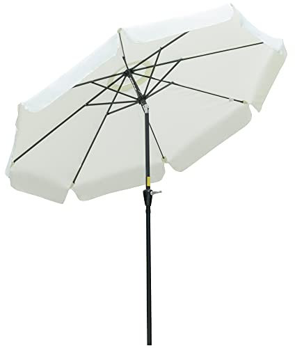 Outsunny Sombrilla Terraza Exterior Ø266 cm Sombrilla de Jardín Inclinable con Protección UV50+ Poste de Aluminio y Manivela Parasol para Patio Terraza Beige