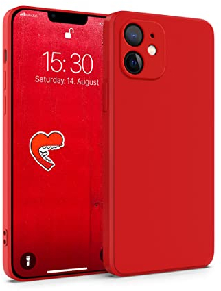 MyGadget Hülle Kompatibel mit iPhone 12 - robuste Silikon Schutzhülle TPU Case Slim Silikonhülle - Back Cover Kratzfest Handyhülle - Matt Rot