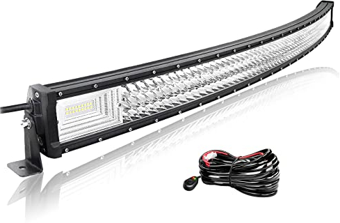 Willpower 52 Zoll 132CM 675W Led Arbeitsscheinwerfer Bar Gebogen Led Scheinwerfer 12V 24V Flutlicht Spot Led Bar für Offroad Auto Traktor Zusatzscheinwerfer Rückfahrscheinwerfer Lightbar mit Kabelbaum