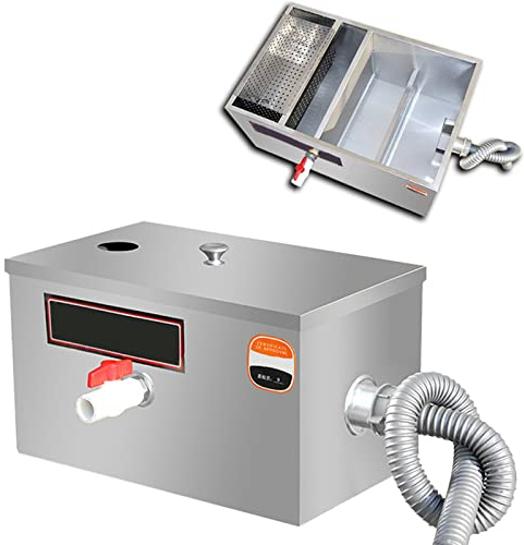Interceptor Séparateur de graisse en acier inoxydable 13,8 x 9,8 x 9 pouces Chasseur d'intercepteur 1 entrée avec 2 sorties plus solide Séparateur d'huile pour eaux usées, restaurant, cuisine,