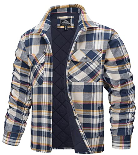 TACVASEN Herren Karierte Hemdjacke Flanellhemd Holzfällerhemd Thermohemd Jacke