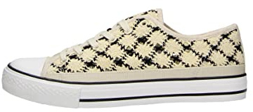 Große Damenschuhe, Sneaker in Übergröße Nina, Sneaker in Übergröße Häkeloptik, (42 EU, Nina beige Black)