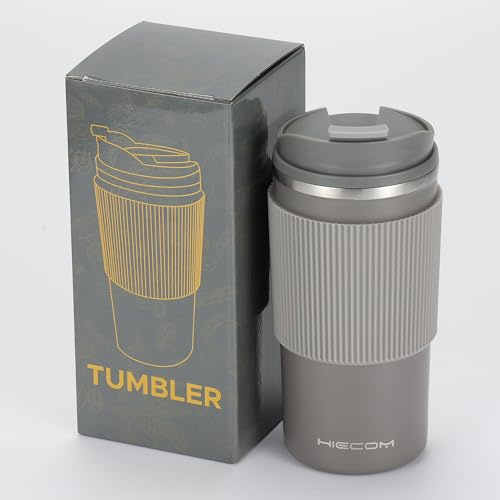 Coffee Cup Vacuum Insulated Travel Mug with Double-Wall, Heat-Resistant Design, Non-Slip Silicone Grip, and Leakproof Lid for Hot and Cold Beverages