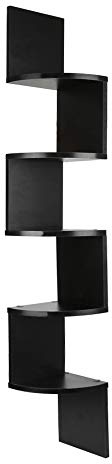 KEVO Eckregal mit 5 Etagen, 20 cm breit, Zickzack-Form, Bücherregal, Hängeregal, Wandregal, Holz, für Schlafzimmer, Wohnzimmer, Büro, Küche