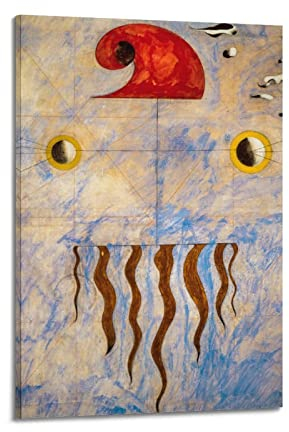 Head of A Catalan Peasant By Joan Miro Surrealismus Poster Gemälde auf Leinwand Wandkunst Scrollen Bild Druck Wohnzimmer Wanddekoration Heim 60 x 90 cm