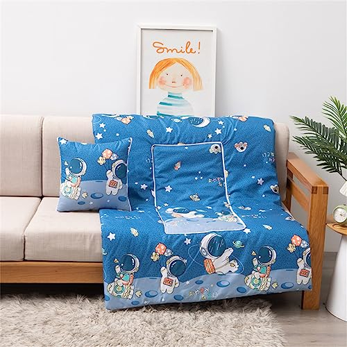 Surwin Reisedecke Kissen Decke 2 in 1, Flugzeug Auto Steppdecke, Mikrofaser Decke Verwandlungskissen mit Reißverschluss, Multifunktionale Zierkissen Wohndecke Sofakissen (100x150cm,Astronaut)