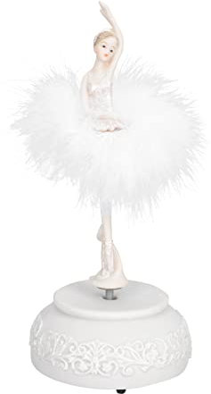 Garneck Kasten Ballett Spieluhr Musikalische Schneekugel Drehen Ballett-Statue Ballett-skulptur Tanzliebhaberverzierung Ballett-Sammlung Ballett Geburtstag Uhrwerk Weiß Harz Mädchen Kind