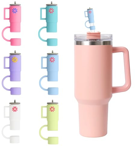 LLMSIX 6PCS Silicone Straw Covers for Stanley Cup 30oz & 40oz, 10mm/0.39inch Silicone Straw Caps Mini Tumbler Straw Toppers Dust Resistant Spill Proof Compatible with Stanley Cup (6 Colors)