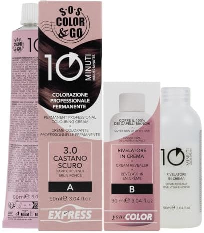 Sos Color&Go set colorazione professionale permanente in 10 minuti - 3.0 Castano scuro