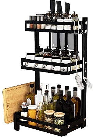 HUOLE Organizer Sottolavello Cucina in Acciaio Inox, Organizer Sottolavello da Cucina a 3 Livelli, Portaoggetti, Ripiano Multiuso per Bagno, Multiuso Porta Detersivi Sottolavello-34 * 21 * 61 cm