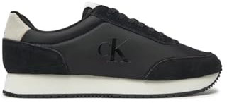 Calvin Klein Herren Runner Sneaker Retro Iconic Schuhe, Schwarz (Black/Bright White), 44