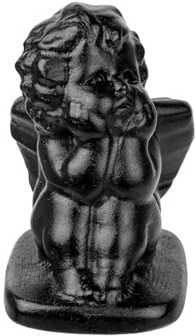 mookaitedecor Obsidian Engel Statue mit Händen ruhen auf Wangen, Heilende Kristallstein-Skulptur, Mini-Tischplatte Skulptur Ornamente für Heimdekoration