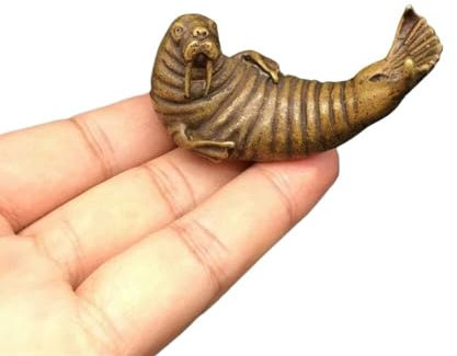 JDSLSQPM Ornamente, Vintage-Messingstatue, antike Bronze, Massive kleine Seelöwenstatue, Räucherstäbchenhalter, Ornamente, reines Kupfer, Tierfiguren, Miniaturen, Tischdekorationen