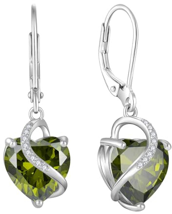 JO WISDOM Damen Hängende Ohrringe Ohrhänger Herz Silber 925 mit 3A Zirkonia Kristall,Schmuck für Frauen