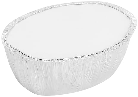 MAXI PRODUCTS - 50 Bandeja de Aluminio con Tapa Redonda de 2600 cc - Envase comida para llevar - 25,5 x 19 x 9 cm - Recipiente Aluminio Horno - Bandejas Práctica y Apilable - APTO HORNO Y CONGELADOR
