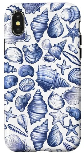 Coastal Beach Summer Ocean Seashell Blue Aesthetic Case for iPhone X/XS