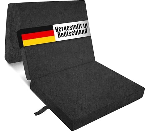 Klappmatratze, Gästematratze, 3-Teilige Schaumstoff Faltmatratze, Klappbar Sitzblock, Faltbare Reisebett Matratze, Waschbar Bezug - Anthracite, L190xW60xH7cm
