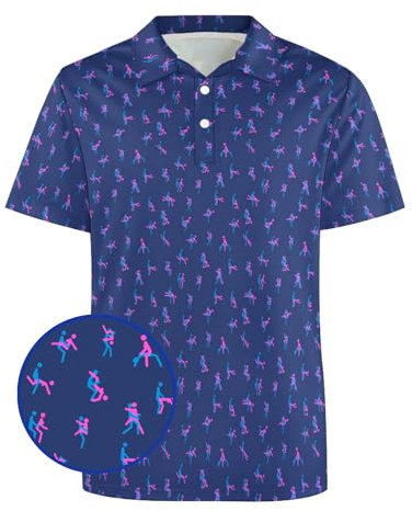 Golf Shirts for Men,Dry Fit Athletic Short Sleeve Polo Shirts,Performance 4 Way Stretch Golf Polos with UPF 50, Funny, XL