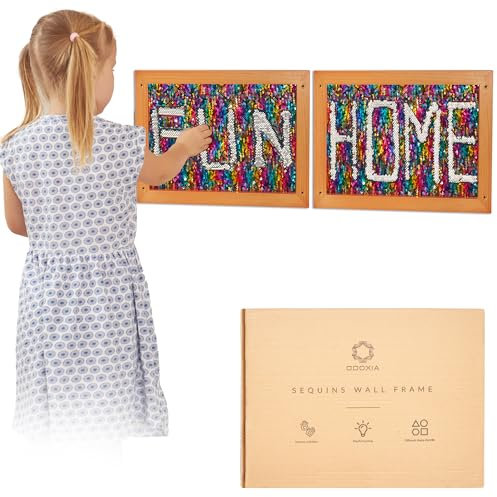 ODOXIA Paillettenwand 2er-Pack | Wendbare Pailletten-Tafel für Kinder | Sensorische Pailletten-Stoffwand | Flip-Sequin-Board | Wand- und Raum-Sensorik-Board