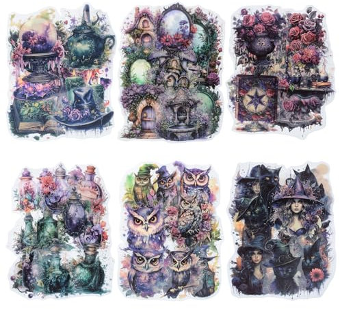 WANDIC 120 Stück Aufkleber im Gothic-Stil, 6 Stile, Scrapbook-Aufkleber für Scrapbooking, Junk, Journaling, Basteln, DIY-Projekte, Tagebücher, Kunstbedarf