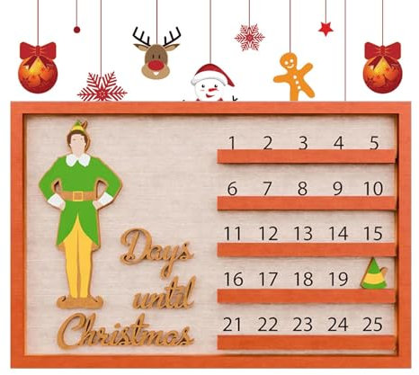 Farmhouse Holiday Tabletop Decor, Rustic Wooden Countdown Block, Wooden Date Counter For Holidays, Cartoon Christmas Countdown Wooden Sign Home Decorations For Home, 25x15x2cm/9.84x5.91x0.79 Inch