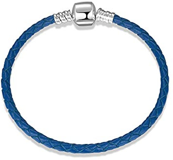 Bracelet tressé en cuir PU Bracelet en argent Sterling 925 avec fermoir rond Convient pour Pandora Charm Bijoux Filles Femmes Cadeaux