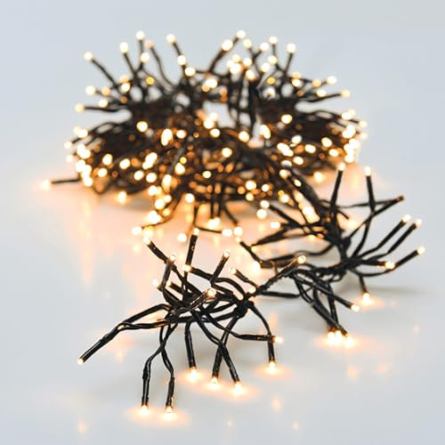 LED Lichterkette bunt mit 8 Leuchtfunktionen - 192 LED / 1,4 m - Weihnachts Beleuchtung warm weiß mit Timer Batterie betrieben - Advent Winter Garten Deko Licht für Innen und Außen (warm weiß)