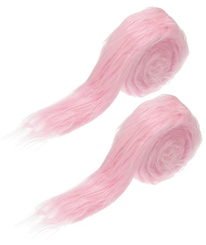 PATIKIL Tissu en Fausse Fourrure Peluche, Bandes Prédécoupées, 2 Pièces 150 x 5 cm Ruban en Fausse Fourrure Moelleuse pour Artisanat Artificiel pour Bricolage Artisanal, Rose Clair