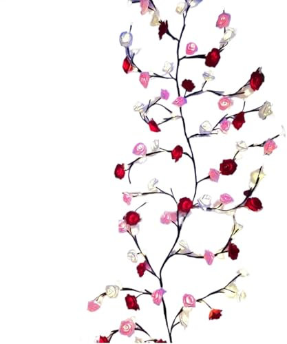 Flower Vine Lighting, Safe String Lights, 160cm Roses Fairy Lights, Romantic Roses Decor, Roses Vine String Lights for Family Friends Colleagues Valentine's Day Weddings