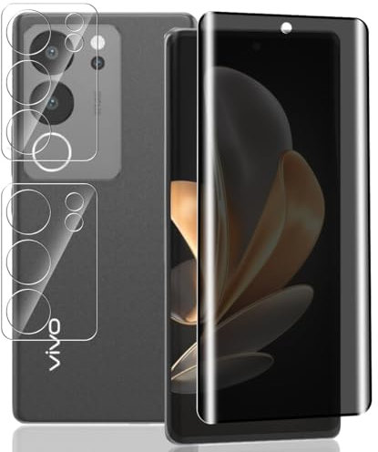 Yieehhow Sichtschutz Schutzfolie für VIVO V29 5G Panzerglas, [1 Stück] 9H Härte Anti-Spy Schutzglas und [2 Stück] Kameraschutz Panzer Schutz Glas, Privacy Panzerfolie für VIVO V29 5G