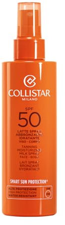 Collistar Feuchtigkeitsspendendes Bräunungsspray, LSF 50, Sonnenschutz für Gesicht und Körper, wasserfest, leichte Textur, schnelle Absorption, 200 ml