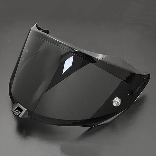 YOFAB Motorradhelm Visier für KYT R2R, Motorrad Windschutz Helm Objektiv Visier Vollgesichts, Staubdicht Und Winddicht, Helmvisiere Zubehör Ersatz,H Deep Black